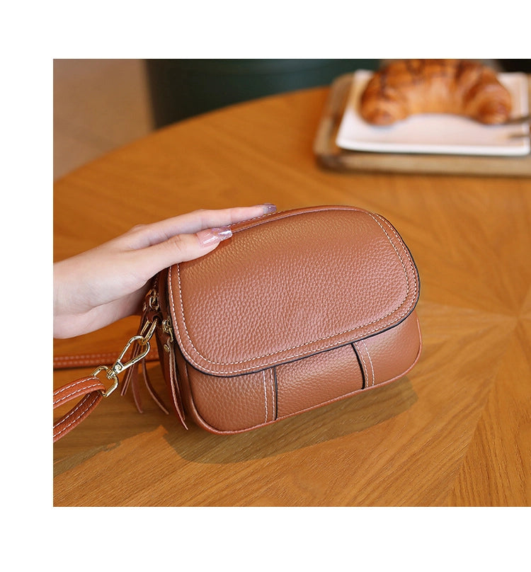 Borse a tracolla piccole da donna in vera pelle, modello Hobo, colore marrone