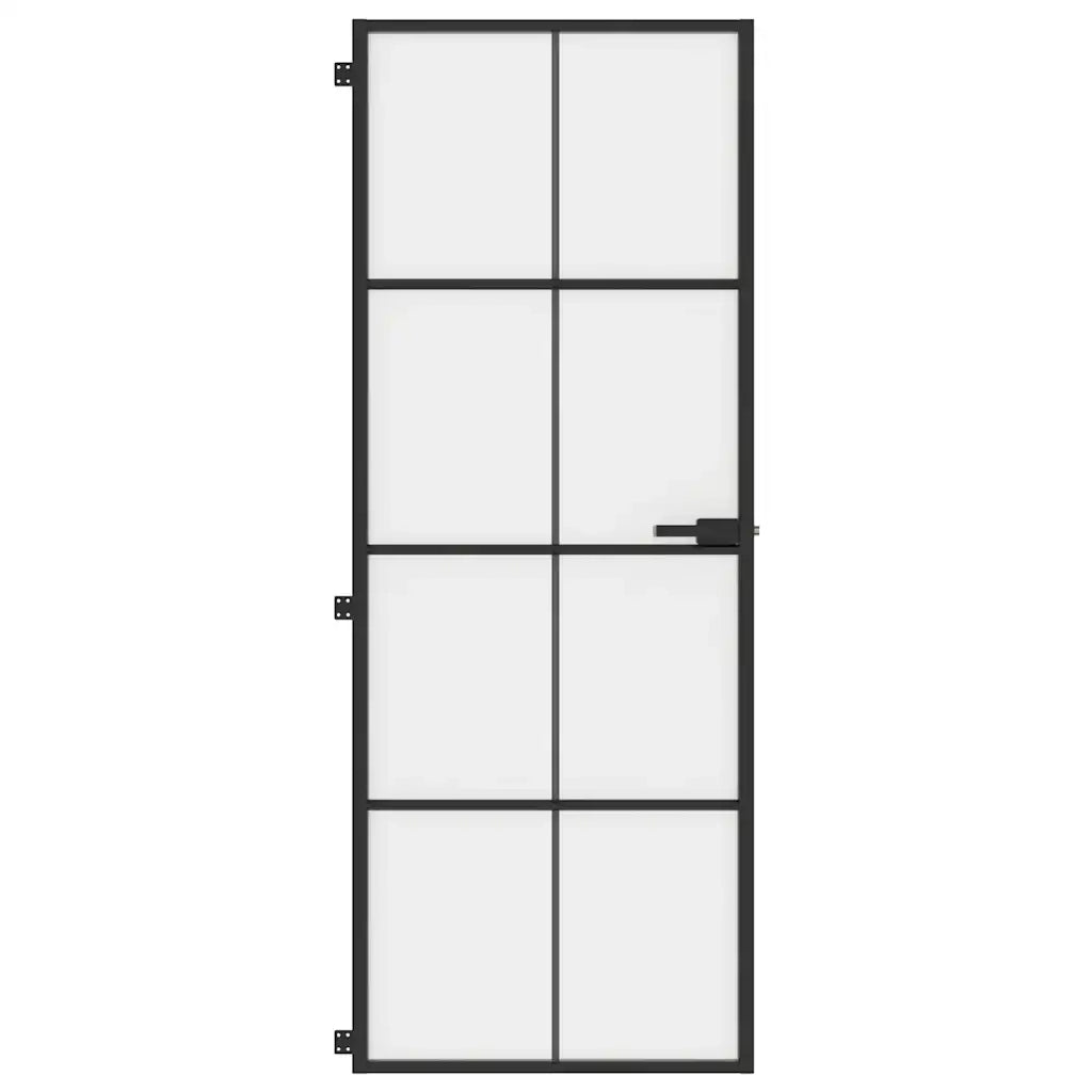 Porta Interni Sottile Nera 76x201,5cm Vetro Temperato Alluminio 155125