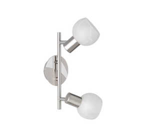 Faretti Barra 2 Spots Interno Acciaio Diffusore Vetro Alabastro Antibes GD Trio