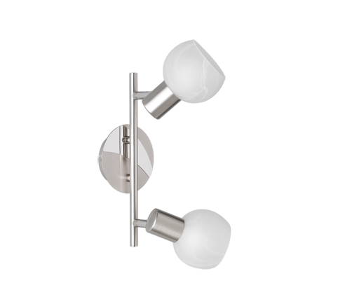 Faretti Barra 2 Spots Interno Acciaio Diffusore Vetro Alabastro Antibes GD Trio