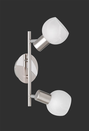 Faretti Barra 2 Spots Interno Acciaio Diffusore Vetro Alabastro Antibes GD Trio