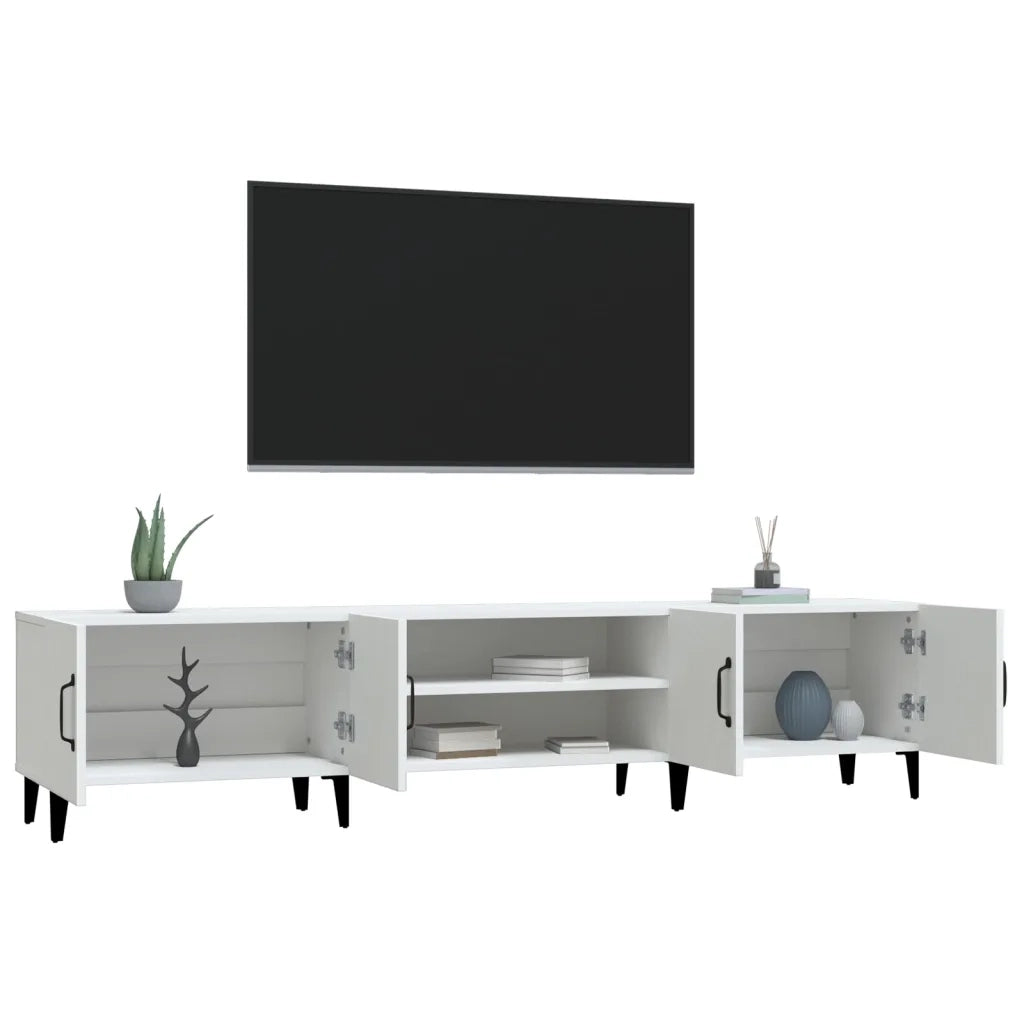 Mobile TV Bianco 180x31,5x40 cm in Legno Massello di Argilla 816264