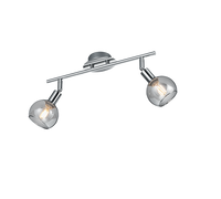Faretti Soffitto Parete Barra 2 Spots metallo Cromo Vetri Fume Brest GD Trio