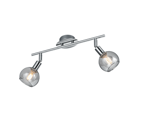 Faretti Soffitto Parete Barra 2 Spots metallo Cromo Vetri Fume Brest GD Trio