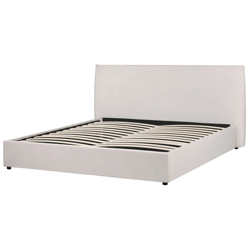 Letto con rivestimento in velluto bianco crema UE King Size 180x200cm Grande testata classica contenitore Doghe in legno