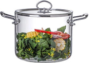 Pentola in Borosilicato 4,5L - Maniglie in Acciaio Inossidabile - Coperchio in Vetro - Apertura di Ventilazione - Adatto per Piastra di Cottura - Pentola da Cottura