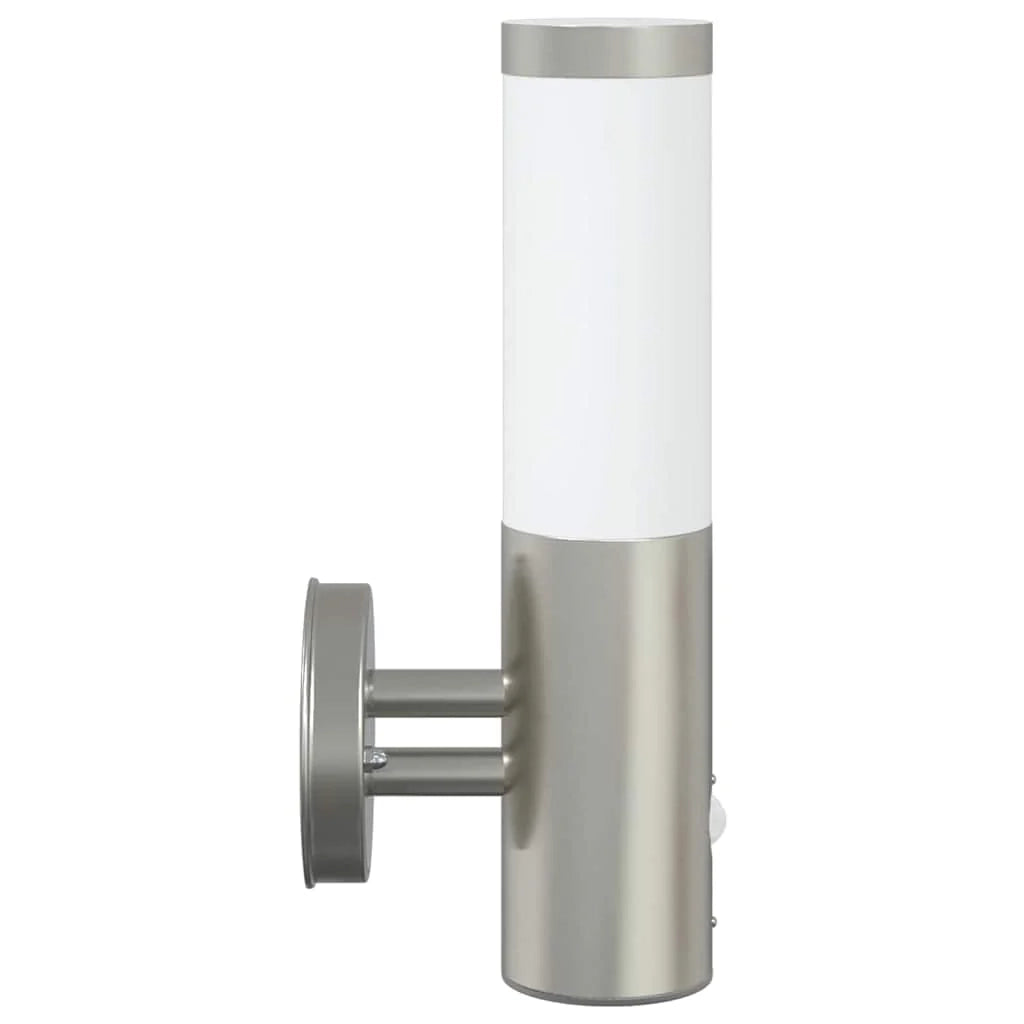 Moderna lampada da parete cilindrica per esterni 15 x 7,5 x 33 cm design elegante resistente acciaio inossidabile color argento 02_0056501