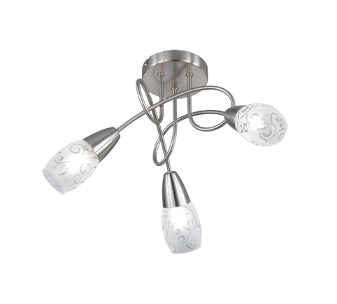 Plafoniera 3 Spots E14 Soffitto Diffusori Vetro Satinato Colmar GD Trio