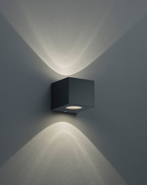 Applique Led Esterno 2 Luci Cubo Nero Diffusori Intercambiabili Cordoba GD Trio