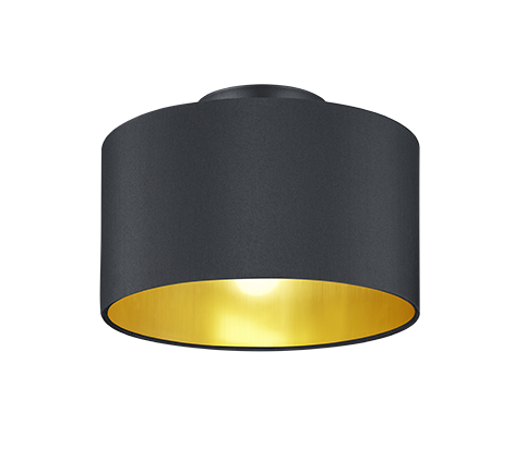 Plafoniera Soffitto Interno 2 Luci 4W Elegante Paralume Nero Oro Hostel GD Trio