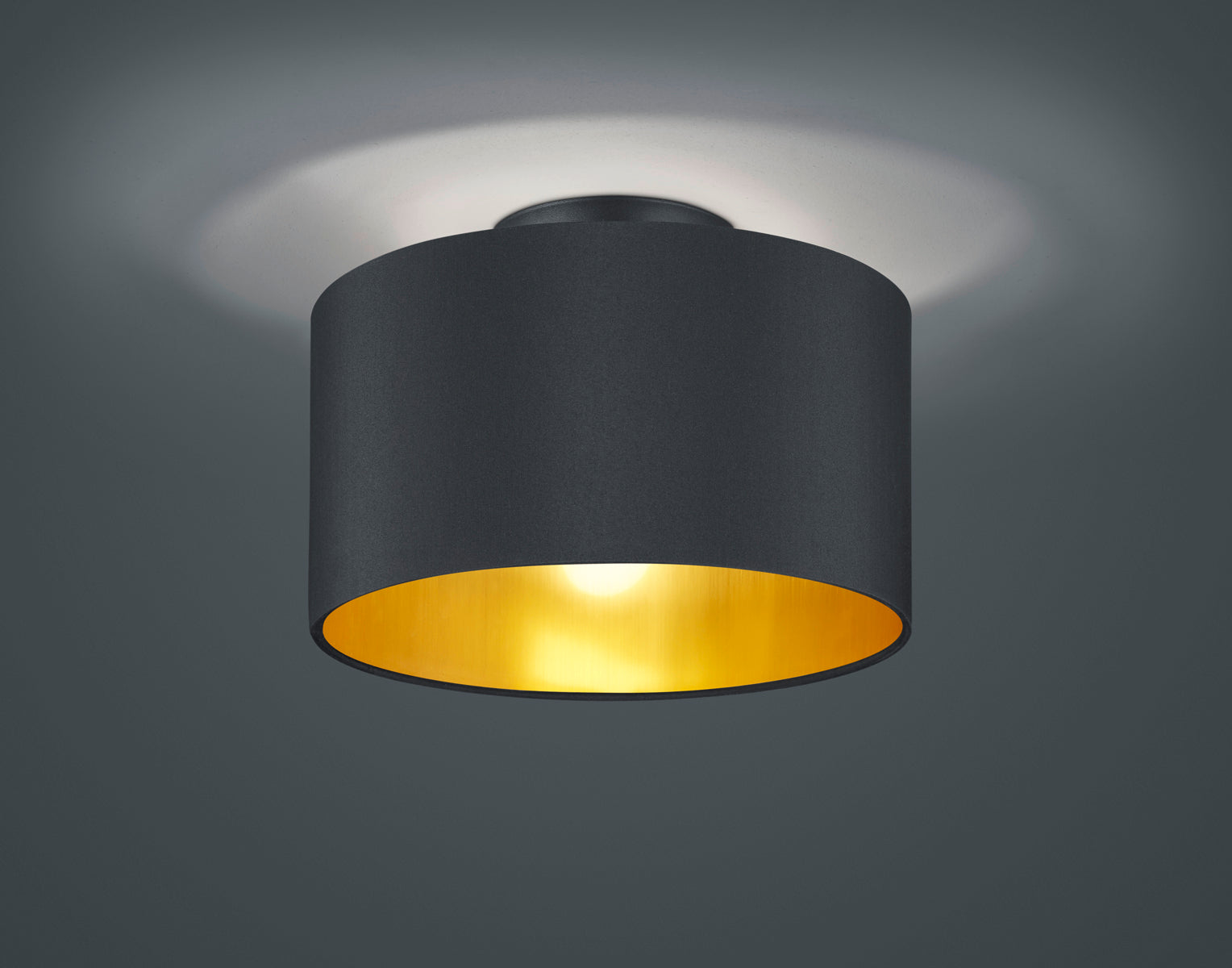 Plafoniera Soffitto Interno 2 Luci 4W Elegante Paralume Nero Oro Hostel GD Trio