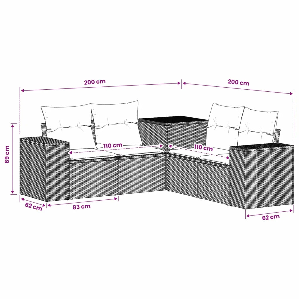 Set di divani 5 pz Grigio e Blu Navy 200 x 200 x 85 cm 3447921