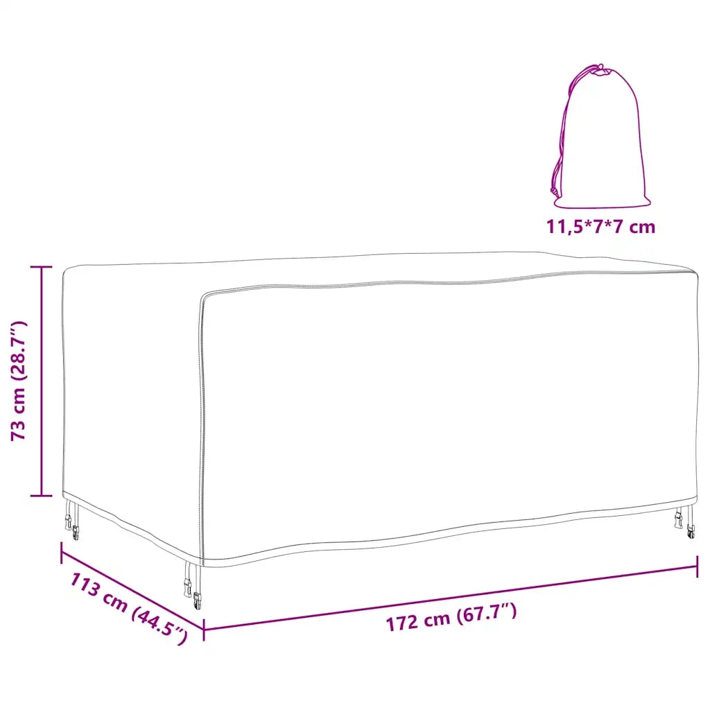 vidaXL Copertura per mobili da esterno Nero 172 x 113 x 73 cm 600D