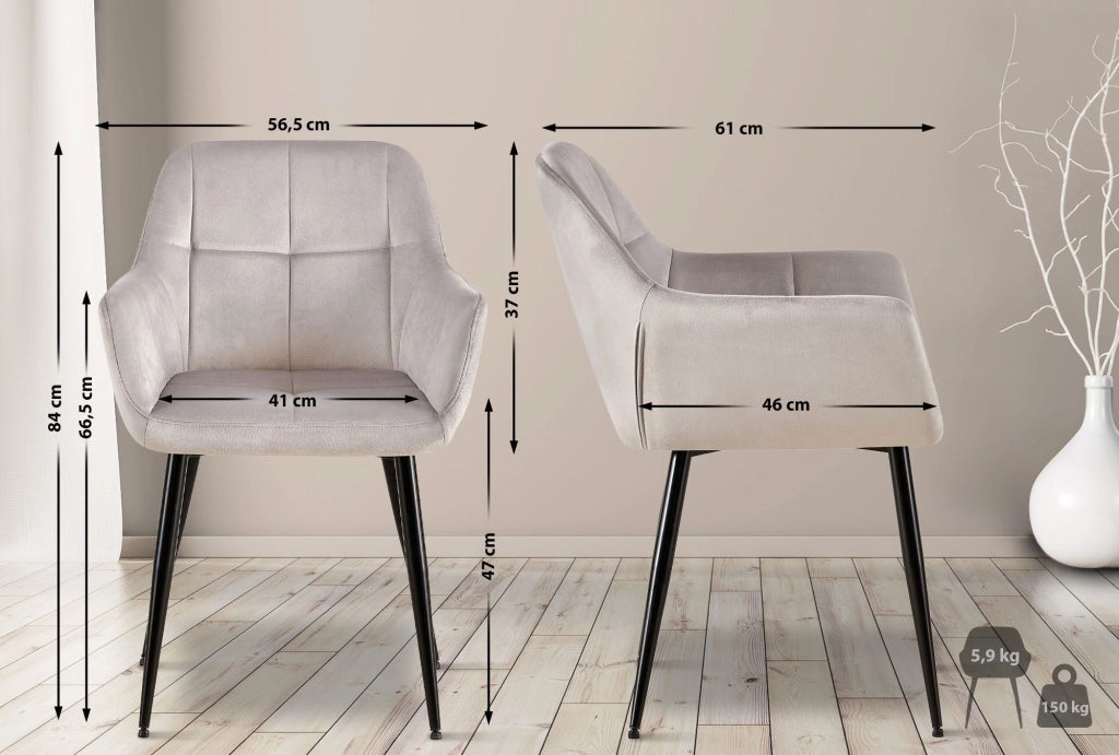 2er Set Esszimmerstuhl Emia Samt
