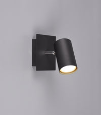 Faretto Parete Soffitto Interno Spot Cilindro Metallo Nero Marley GD Trio
