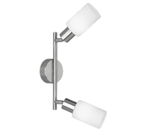 Faretti da Sofffitto Barra 2 Spot Orientabili Acciaio Vetro Bianco Mars GD Trio