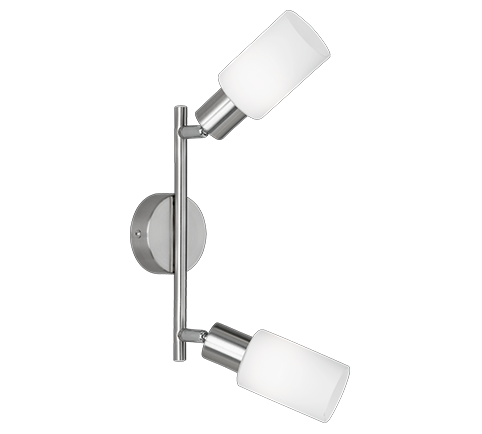 Faretti da Sofffitto Barra 2 Spot Orientabili Acciaio Vetro Bianco Mars GD Trio