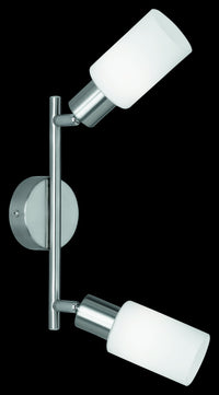 Faretti da Sofffitto Barra 2 Spot Orientabili Acciaio Vetro Bianco Mars GD Trio