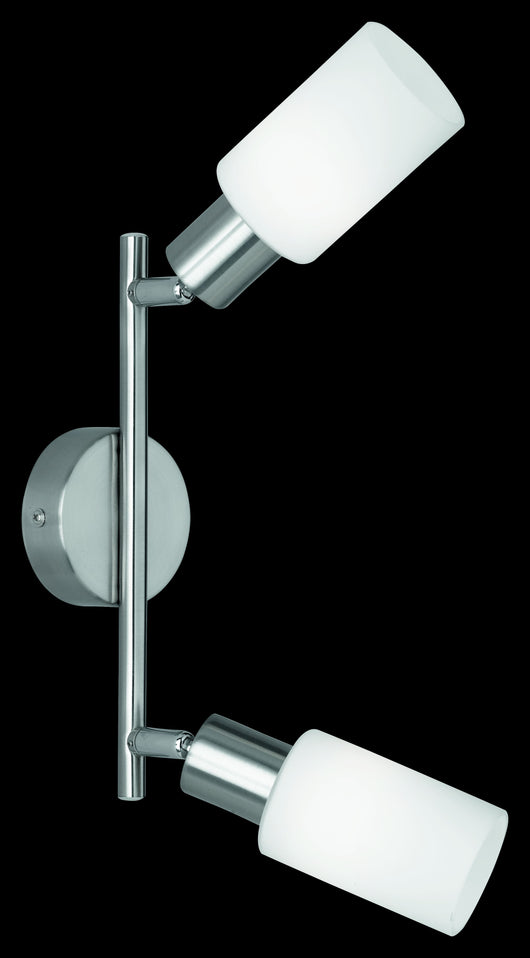 Faretti da Sofffitto Barra 2 Spot Orientabili Acciaio Vetro Bianco Mars GD Trio