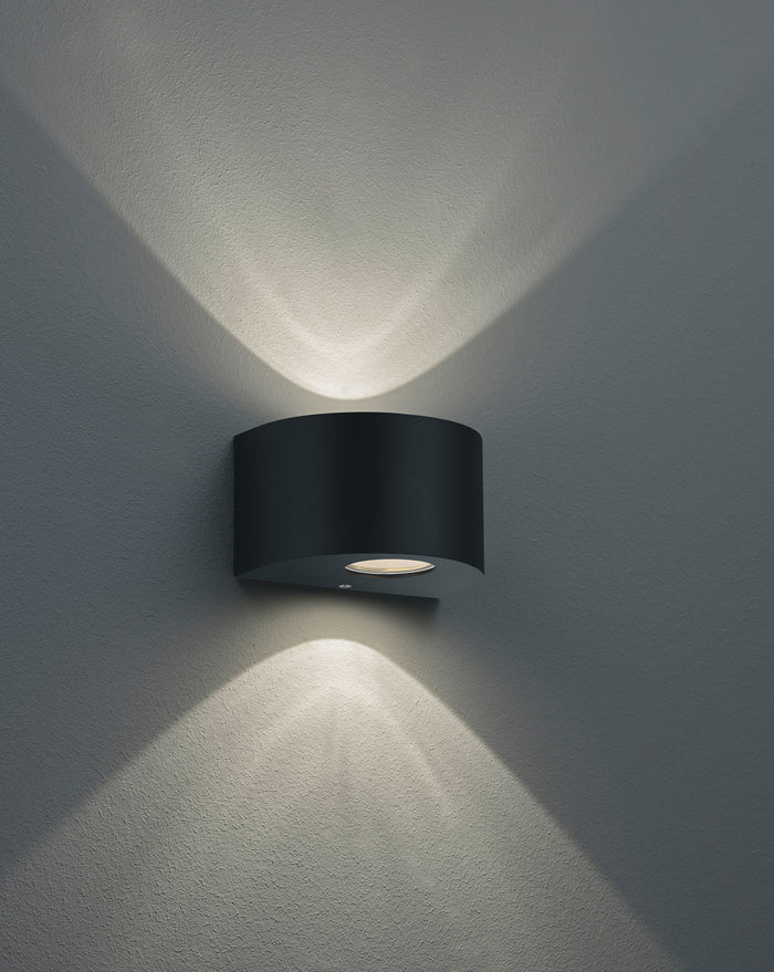 Applique Led da Esterno 2 Luci Mezza Luna Nera Rosario GD Trio