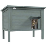 Casetta per Gatti Esterna in Legno Sollevata con Tetto Apribile Isolata ¨C zephmum ¨C 85x50x68.5 cm Grigio Scuro e Nero