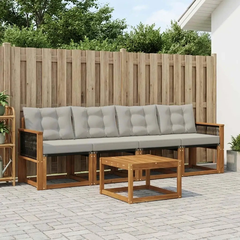 Set di divani da esterno 5 pcs Naturale e Grigio Chiaro 3381759