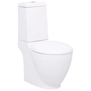 WC rotondo in ceramica con doppio scarico e base bianca 02_0003560