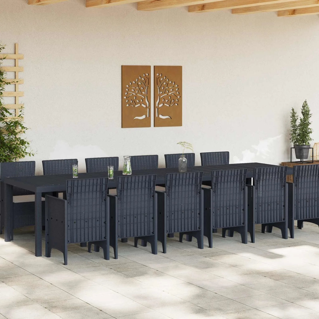 Set da Pranzo per Giardino 13 pcs Antracite Rattan Polt 3378773