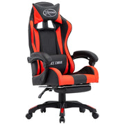 Sedia/seduta girevole da ufficio per uso computer studio videogiochi e con poggiapiedi realizzata in similpelle rossa 02_0024225
