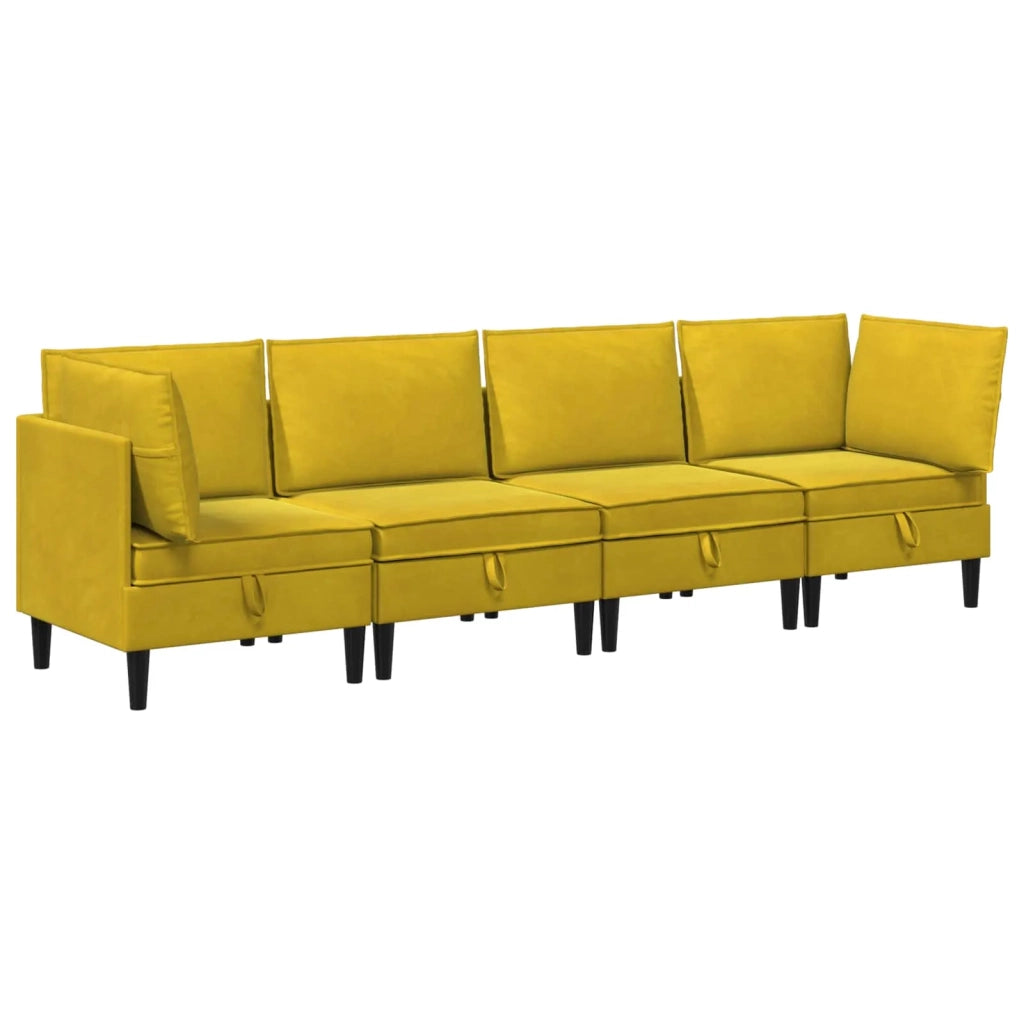 Set di mobili per il soggiorno con cuscino 4 pcs Giallo Velluto