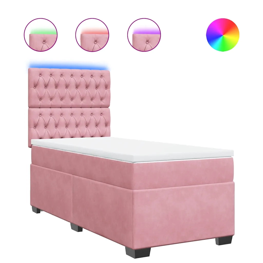 Giroletto a Molle con Materasso Rosa 80x200 cm in Velluto