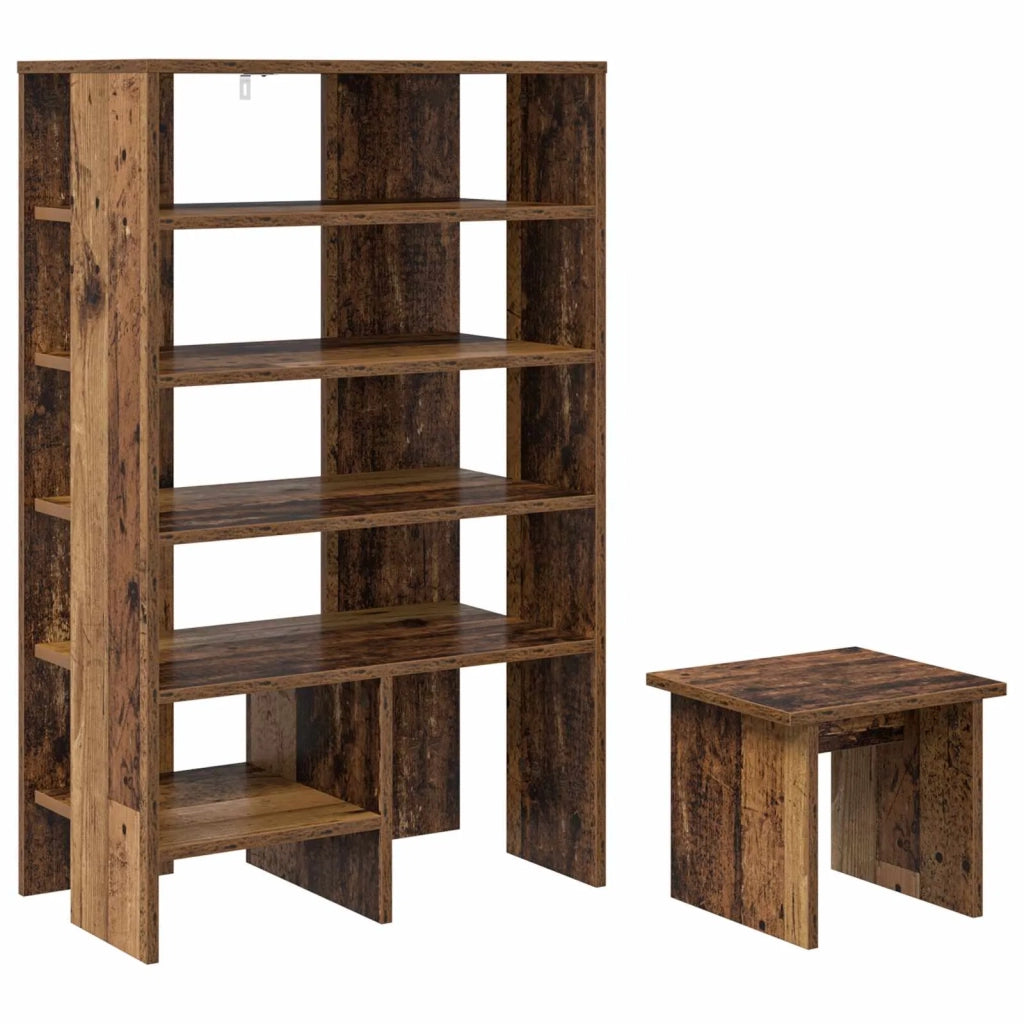 Mobile per scarpe 2 pz-Set di 2 Scarpiera Legno vecchio Legno multistrato