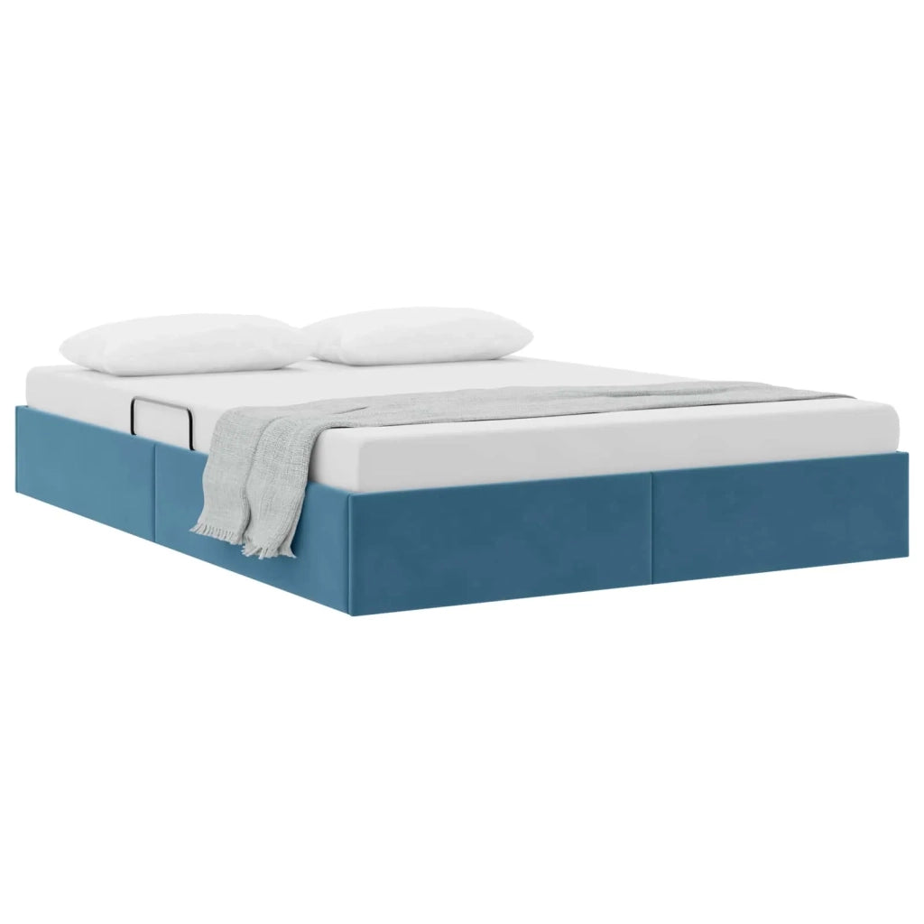 Letto ottomano con archiviazione Blu Scuro 140 x 200 cm Velluto