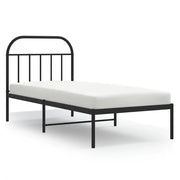 Letto singolo | Letto per adulti | Giroletto con Testiera in Metallo Nero 90x200 cm