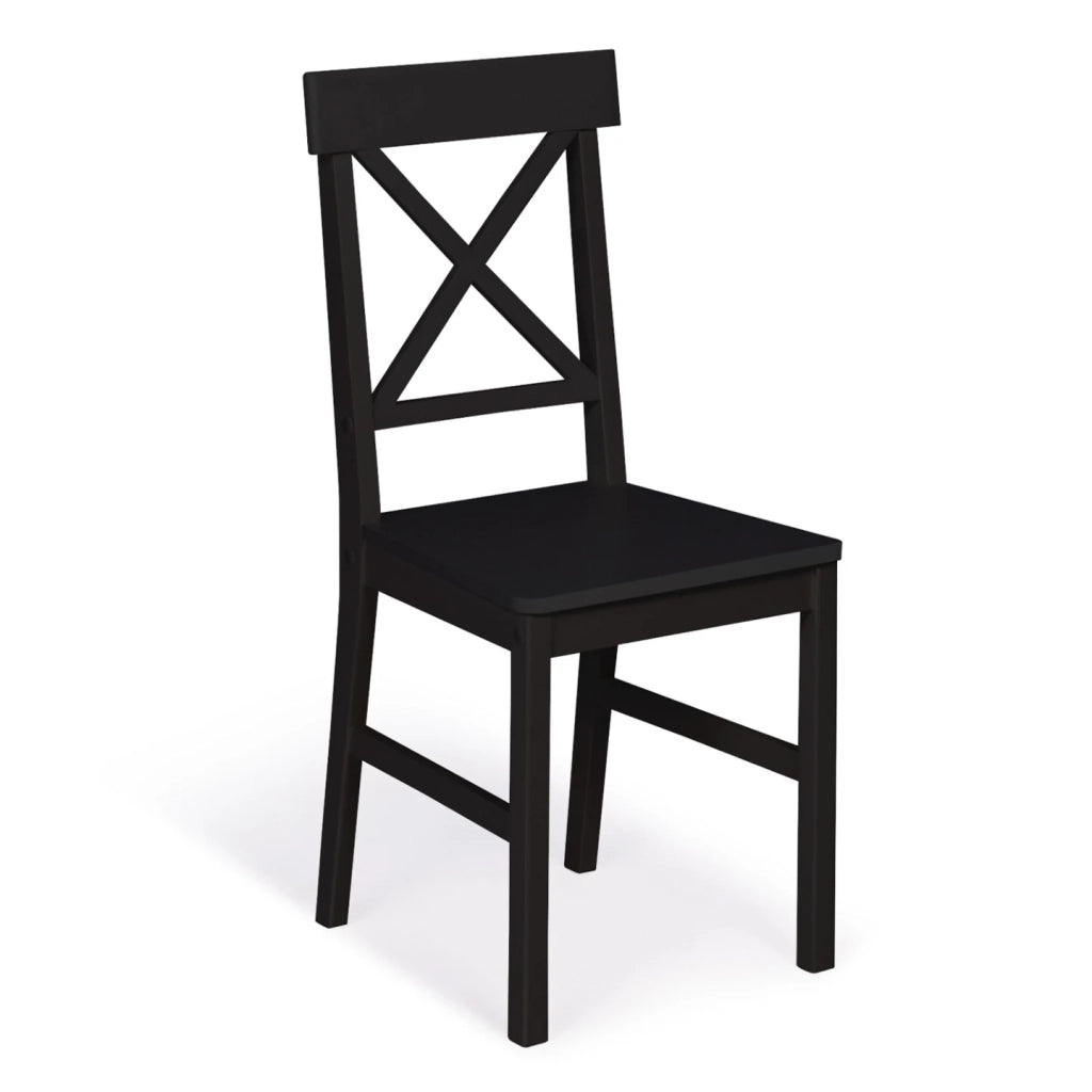 IDMarket - Set di 4 sedie da cucina SUZANNE a sponde incrociate, legno nero