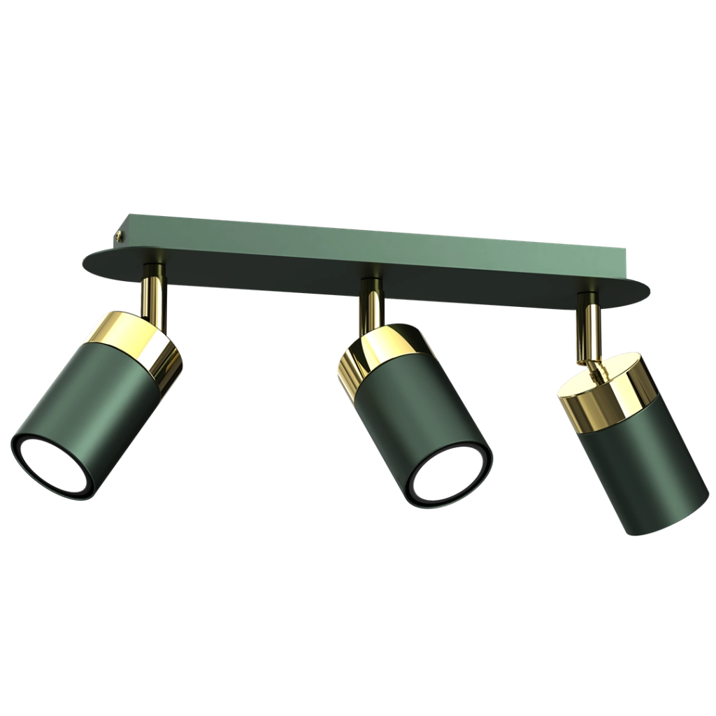 Plafoniera Milagro Joker 3 luci GU10 metallo verde oro
