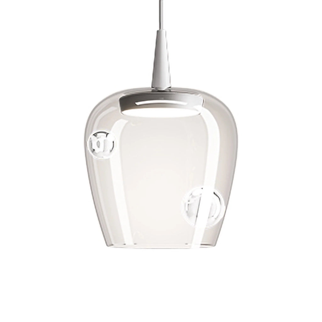 Zafferano Lampada a sospensione Bilia 27 cm in vetro borosilicato soffiato a bocca con LED integrato 8W 3000K dimmerabile a taglio di fase bianco