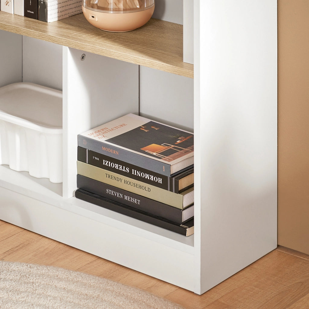 SoBuy Scrivania pieghevole Tavolo per computer con ripiani Tavolo da parete con Scomparto Bianco-Naturale 70x57x85cm FWT104-WN