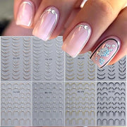 Sticker Crystal French Line - Set di 8 in Rosa Oro e Argento - Adesivo Autoadesivo .