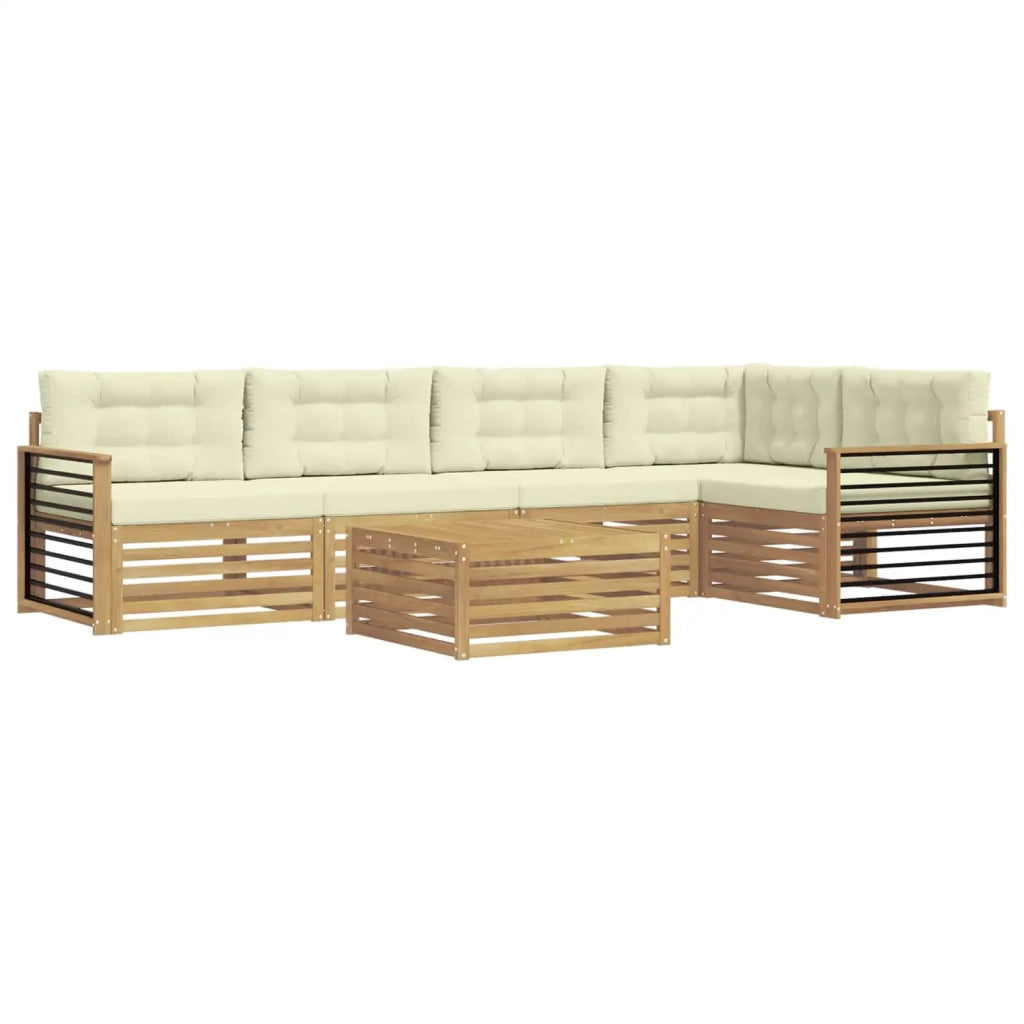 Set di divani da esterno 6 pcs Bianco e Crema Poliestere 3390535