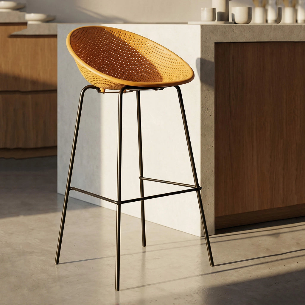 Trong, Sgabello set da 2 Indoor/outdoor Seduta Traforata, 51x82x58h cm Giallo Senape