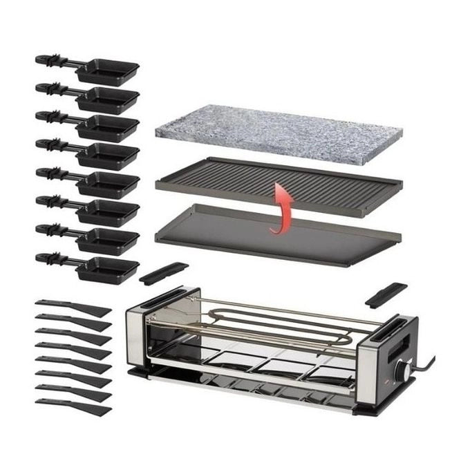 Unold 48760 Griglia per Raclette 8 persone 1200 W Piastre Rimovibili con Rivestimento Antiaderente Colore Nero