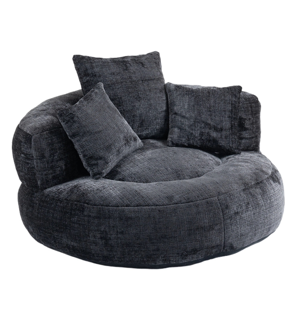 Poltrona sacco in ciniglia nera 108x108x52 cm