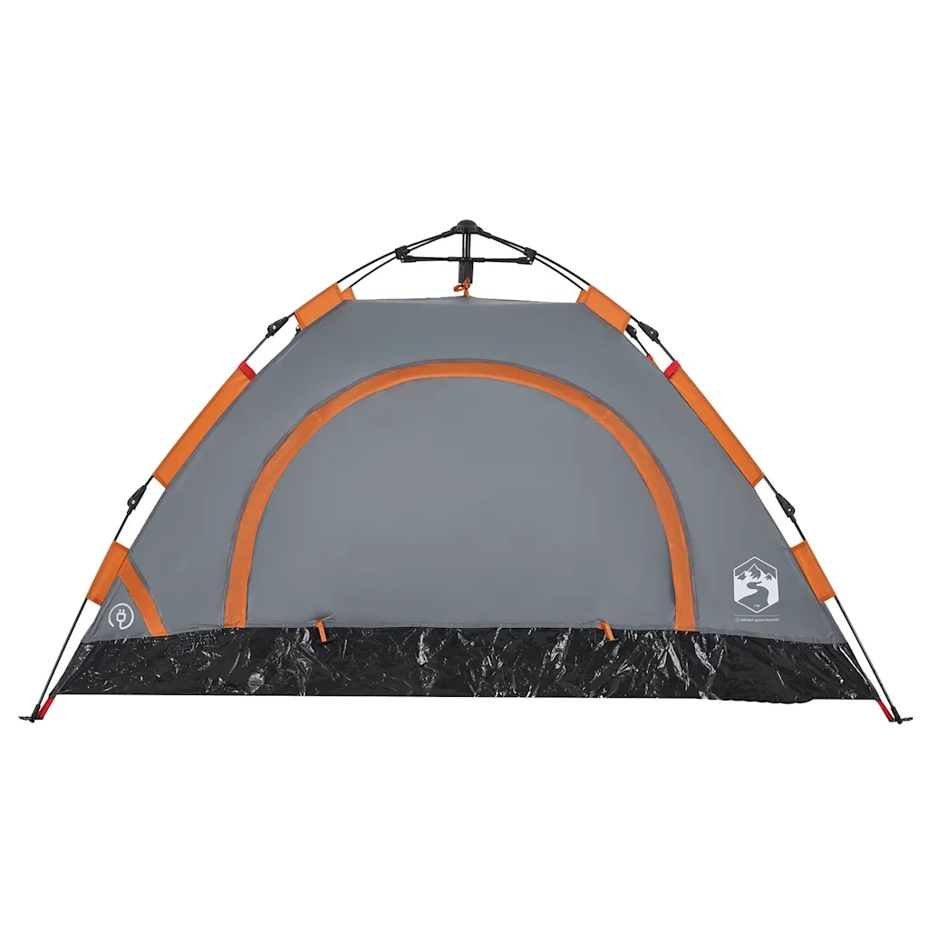 Tenda Campeggio 2 Persone-Tenda per Escursionismo Grigio e Arancione a Rilascio Rapido
