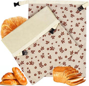 Doppio Set di Sacchetti per Pane da Lievitazione - 43x33cm - Grande e Portatile - Per Pane di Lievitazione - Sacchetti da Lievitazione Reutilizzabili in Cotone - Per Pane Fatto In Casa