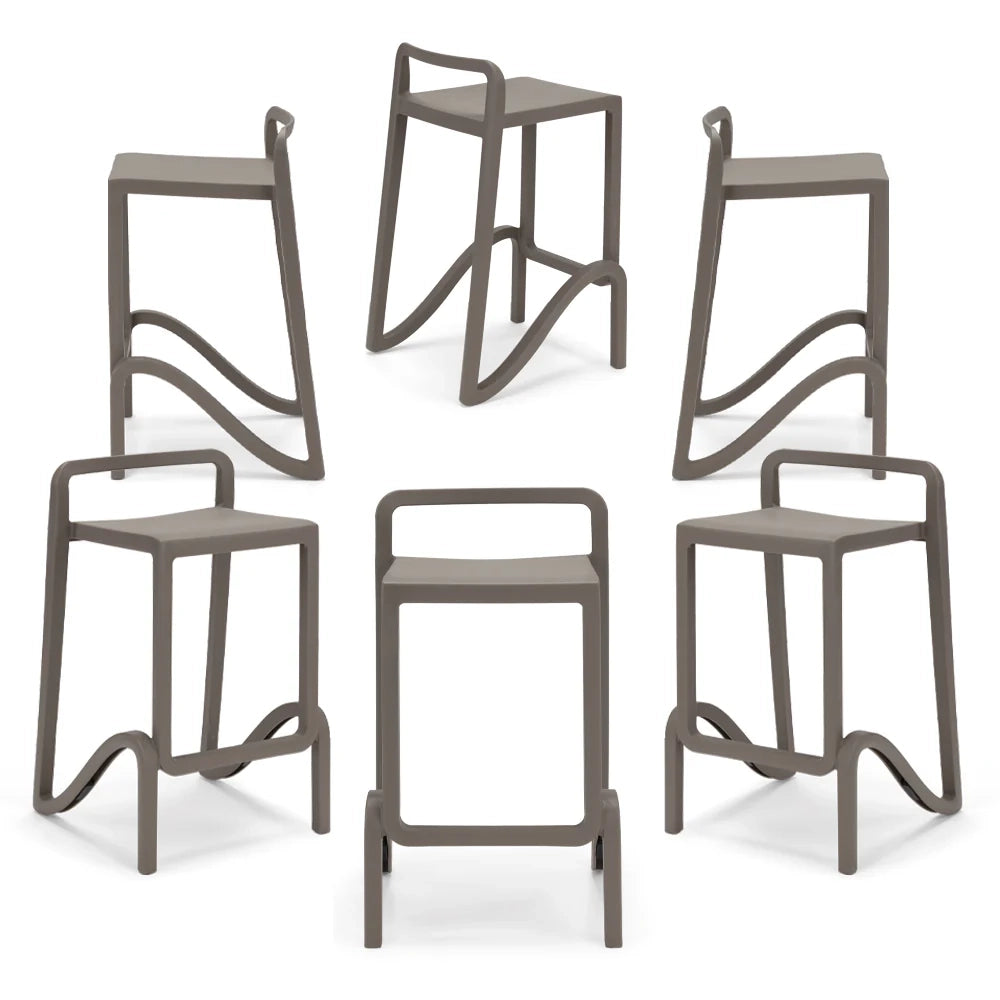Set 6 sgabelli in polipropilene EOLO altezza seduta 65cm, impilabile, idrorepellente, resistente ai raggi UV, design moderno e innovativo, ideale per la cucina, la veranda o giardino colore Bianco