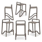 Set 6 sgabelli in polipropilene EOLO altezza seduta 65cm, impilabile, idrorepellente, resistente ai raggi UV, design moderno e innovativo, ideale per la cucina, la veranda o giardino colore Bianco