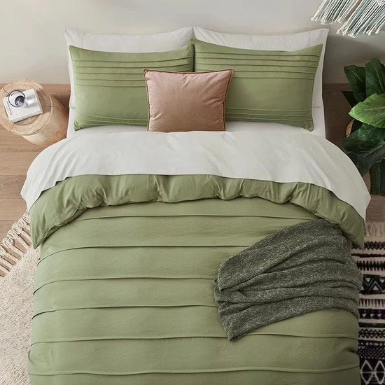 Deko 200x200 cm stoffa cotone microfibra salmone chiaro a fiori boho elegante unifamiliare copriletto e 2 cuscini con chiusura a lampo 80x80 cm