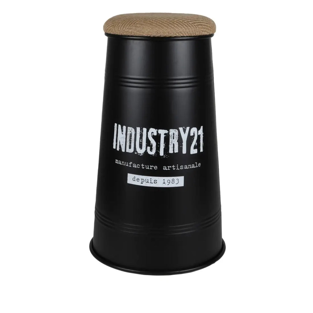 Sgabelli da bar in stile industriale collezione APERO - Colori nero con seduta in iuta