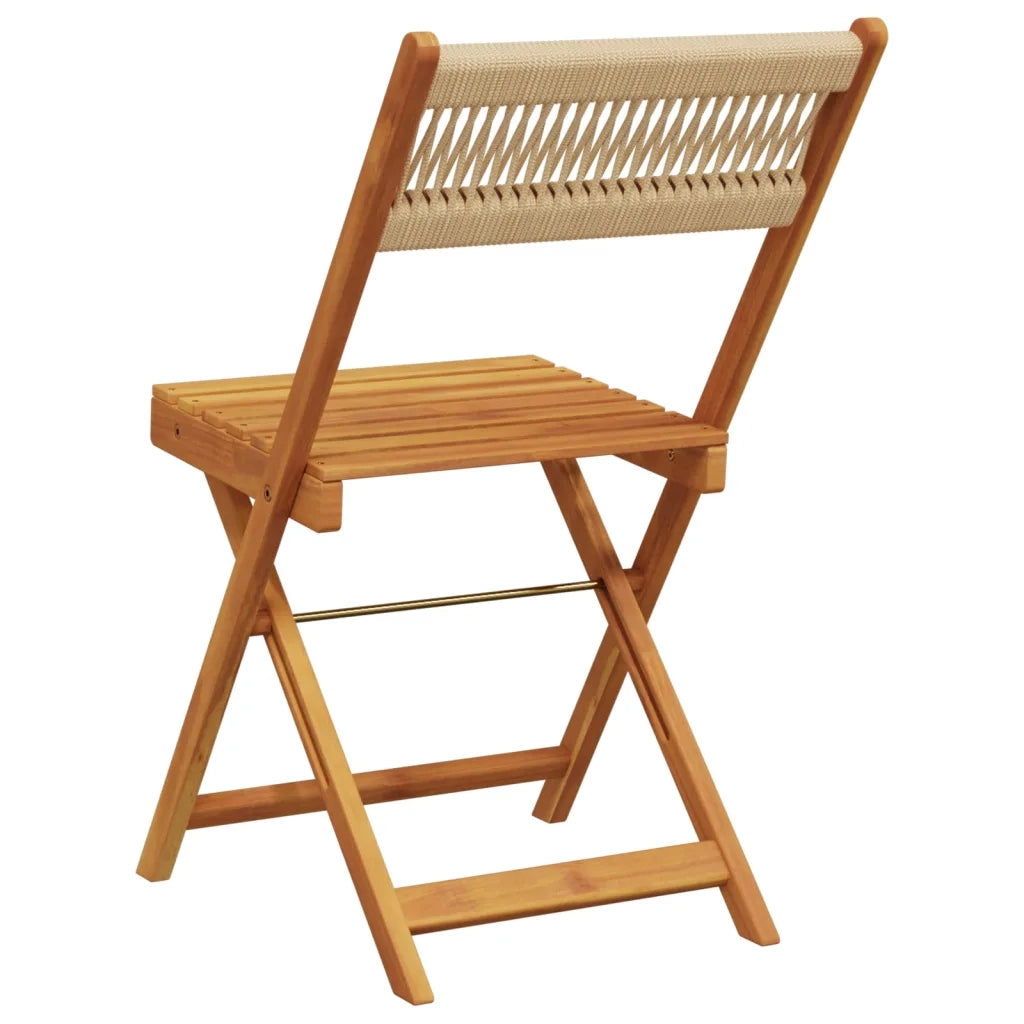 Sedie BistrÃ² 2pz Beige in Legno Massello di Acacia e Corda
